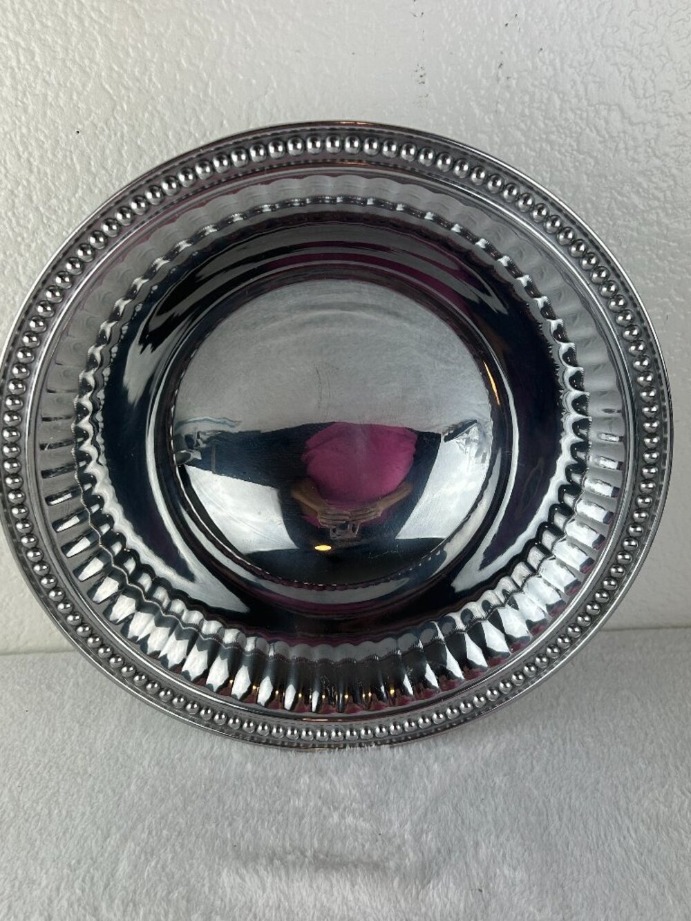 Wilton Armetale Pewter Flutes and Pearls Round Salad Serving Bowl 11.5"